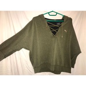 Navy green and gold Puma hoodie